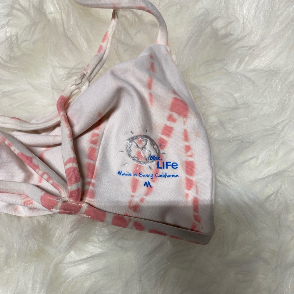 Blue Life Island Fever Bikini Top Tye Dye White Peach Size Medium M - Picture 7 of 8
